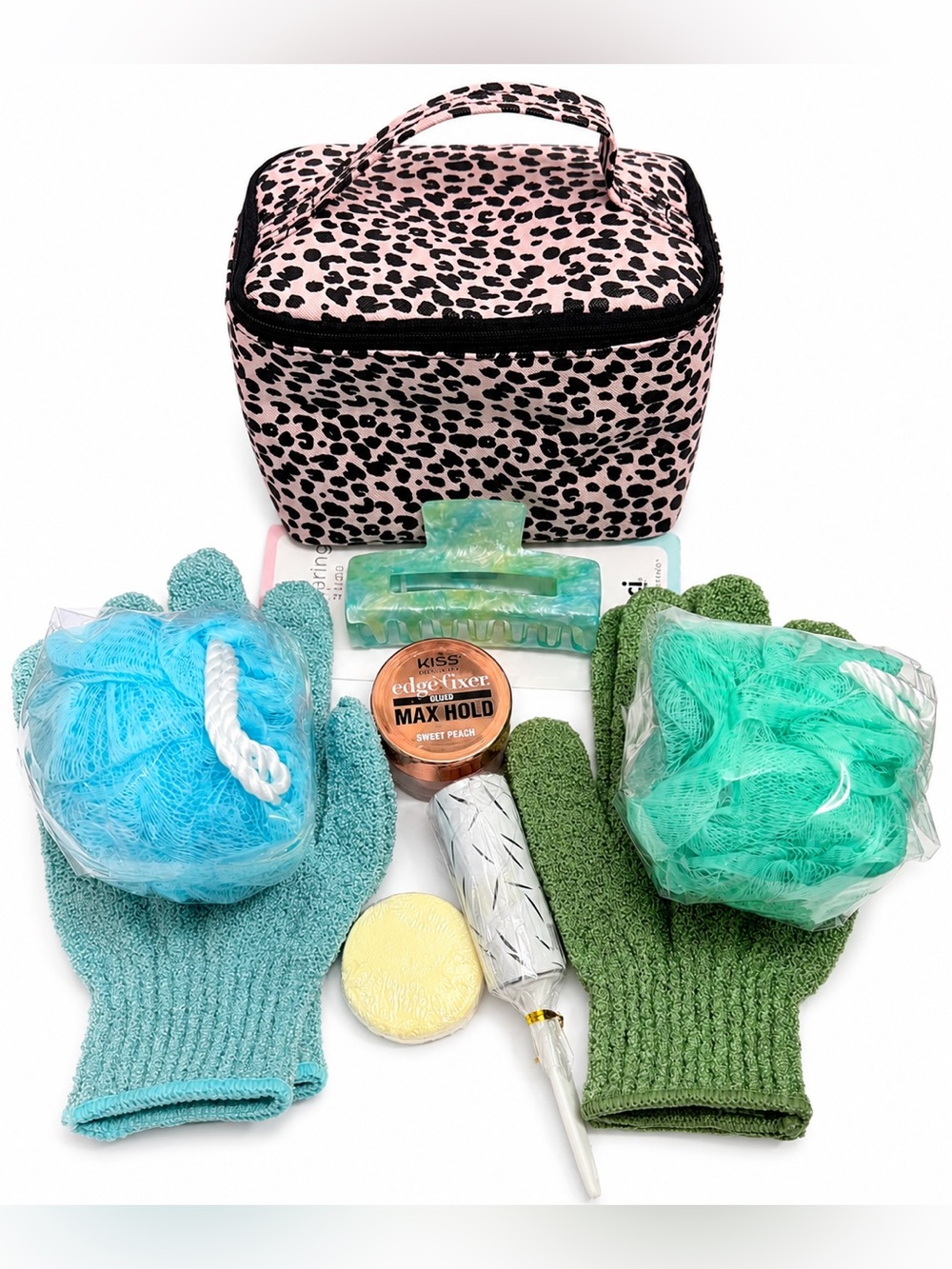 Leopard Spa Reset Bundle Travel Beauty Case Self Care Set NWOT